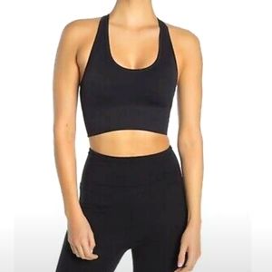 Seamless Crossback Black Bralette Sportsbra